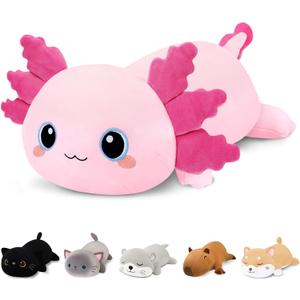 Weighted Axolotl Stuffed Animals, Cute Weighted Axolotl Plush, Soft Stuffed Weighted Plush Pillow Gifts for Kids Adult(9.8" 0.8Lbs) (Small)