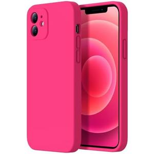 Kiresen Designed for iPhone 12 Case - Upgraded Camera Protection - Soft Microfiber Lining Inside - Liquid Silicone Shockproof Protective Phone Case 6.1" for Men Women Girls - Hot Pink