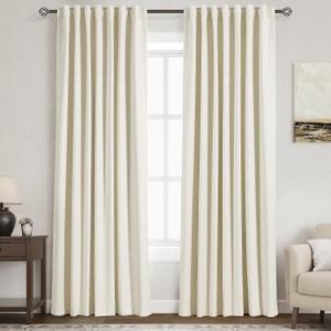 Full Black Out Warm Beige Window Curtains 84 Inches Long for Bedroom Back Tab Rod Pocket 100% Blackout Noise Cancelling Sun Blocking 2 Panels for Sliding Door Boho Farmhouse Curtain Drapes 52x84