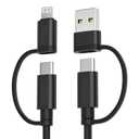 Basesailor 4 in 1 USB C Charger Cable for Samsung Galaxy S25 S24 S23 Plus Ultra,60W Fast Charging Multi Charger Cord with USB A Converter/iOS/Type C for iPhone 17 16 15,iPad Air 4 5,A42 A51 A72,10ft