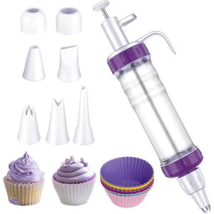 JAYVAR Dessert Decorating Syringe Set, Icing Dispenser Tool, Dessert Decorator Pro with 7 Icing Nozzles for Pushes Icing to Decorate Baked, Cake Decorating Gun for Frosting Cream to Make Cupcakes