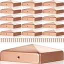 Tandefio 16 Pcs 4x4'' (Actual 3.5x3.5'') Solid Copper Post Caps Fence Pyramid Decking Caps with Screw for Metal Wood Cedar Fence Deck Corridors Mailbox Posts End Cover
