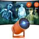 AAXA HP Halloween Projector (2025 Upgraded) for Haunted Windows, Auto-Start, Holographic Projections, Short Throw, HD 1080P, Portable Projector with 8 Pre-Loaded Hologram Movies, Built-in Speaker, Orange