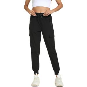 Womens Cargo Pants with Pockets-Lightweight Quick Dry Water Resistant Hiking Pants for Travel Casual Athletic and Outdoor (Small, Black)