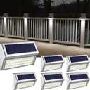 ROSHWEY Solar Lights Outdoor 6 Pack 30 LED Deck Lights Solar Powered Waterproof Outside Stair Light Fence Post Lamp Outdoor Decor for Patio Step Pool Yard Walkway, Cool White Light