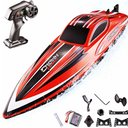 BEZGAR RC Boat, 16 inch Big Brushless Remote Control Boat for Adults and Kids, 55 KPH Large Fast RC Speed Boats with 2000mAh Battery, Ideal Waterproof Toy Boats for Lakes - HJ818PRO Red