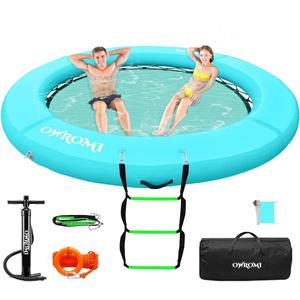 Inflatable Dock Floating Platform, 8FT Inflatable Water Hammock Floating Deck 10FT Round Floating Ring for Adults Tanning Pool Lounger Platform Mat for Beach Lake Party Dock Boat