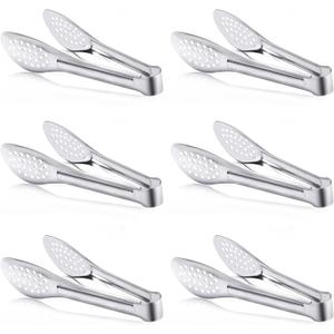 6 Pack Buffet Tongs,Stainless Steel Serving Tongs Serving Utensils 7Inch