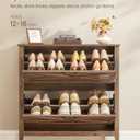 VASAGLE LIRY Collection - Shoe Storage Cabinet Organizer with 2 Flip Drawers, Freestanding Narrow Shoe Rack Cabinet for Entryway, Farmhouse Style, Fits 12 to 16 Pairs, Honey Brown UHSC201K01