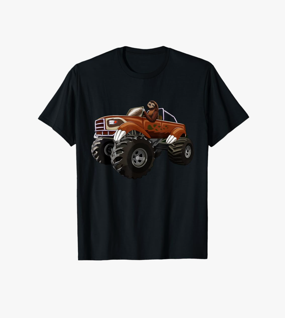 Monster Truck Sloth T Shirt Men Kids Boys Party Gift T-Shirt S