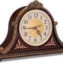 Mantel Clock with Real Wood, 4 Chime Options, Antique Vintage Design