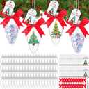 Shappy 84 Pcs Christmas Fillable Clear Plastic Bulb Shape Ornaments Set Including Christmas Tags, Cute Bows, Silver Strings and Lids for Candy DIY Crafts Tree Party Decorations