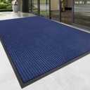 100pointONE Front Door Mat, Heavy Duty Indoor Outdoor Doormat, 72" x 48" Low Profile Outdoor Mats for Home Entrance, Stain and Fade Resistant Shoe Scraper Mat, Ideal for High Traffic Area, Blue
