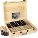 Essential Oil 80 Slots Storage Box Wooden Essential Oils Display Organizer Stand Holder for 15 ml Bottles Nail Polish Collection.
