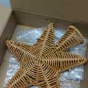 Hoteam Christmas Rattan Star Tree Topper 8 Inch Faux Rattan Star Tree Topper with Warm Lights Rustic Bohemian Style Decoration Christmas Decor for Xmas Ornaments Holiday Party Indoor Home