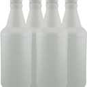 Quality Chemical Reusable 32 Oz Plastic Spray Bottle  BPA-Free, Leak-Resistant, Secure Screw-on Lid, Ergonomic Grip, BPA Free, HDPE Plastic, Stackable, Versatile Design for Storage (Pack of 4)