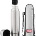 Milton Thermosteel Plain Lid 1000, Double Walled Vacuum Insulated Thermos 1000 ml 34 oz 1 Ltr 24 Hours Hot and Cold Water Bottle with Cover, Stainless Steel, BPA Free,Leak Proof Silver