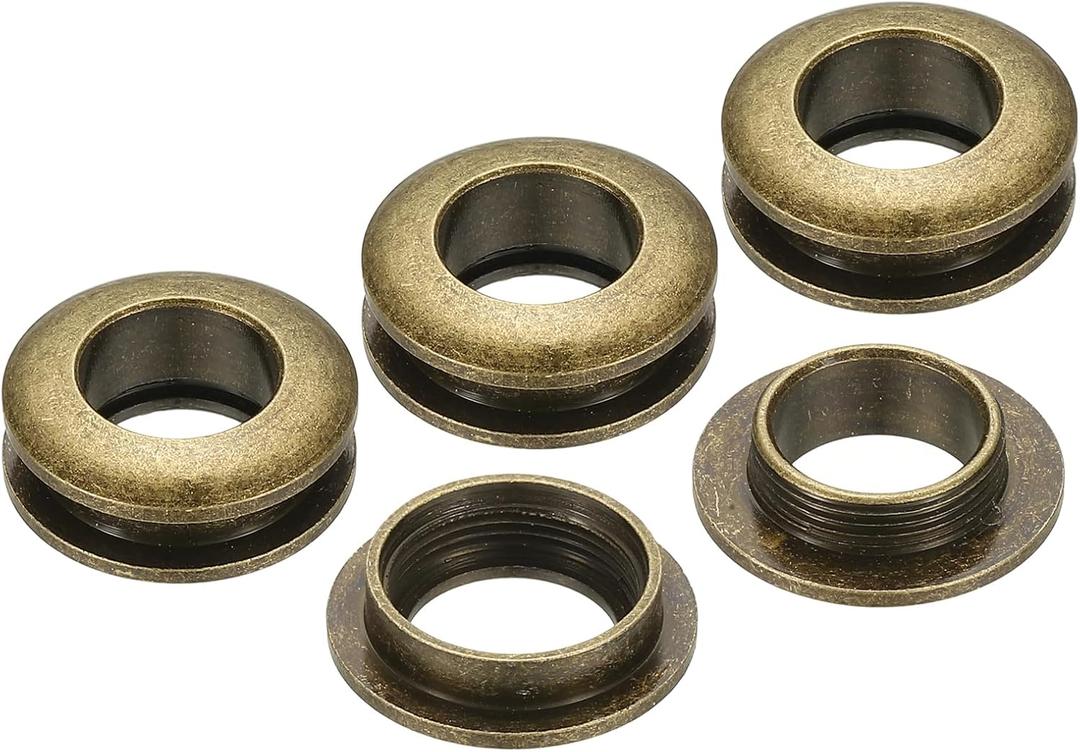 PATIKIL 10mm(2/5 inch) Solid Brass Hole Eyelets, 4 Pcs Arc Surface Self Backing Grommets with Washer for Shoes Clothes Crafts Bag Leather Craft, Bronze