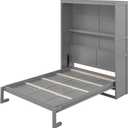 Full Size Murphy Bed Wall Bed with Shelves Full Bed Frame,Space-Saving Wall Bed with Cabinet, Drawers and Storage Shelves for Multipurpose Guest Room or Home Office,Gray