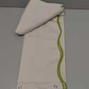 Beige Scalloped Shower Curtain Linen Textured with 12 Metal Hooks Cute Heavy Duty Washable Waterproof Neutral Thick Cloth Shower Curtains with Grass Green Border for Bathroom Hotel Bathtub, W72xL72