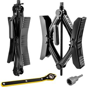 Camper Wheel Chock Stabilizer 2 Sets, Heavy Duty X-Shaped RV Stabilizer with Anti Rust Coating, Adjustable Wheel Chocks for Travel Trailer Truck Fifth Wheel, Fit 3.5" to 12"