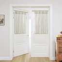 Linen Sheer Boho Striped Pattern Sidelight Front Door Curtain for Glass Window Kitchen 2 Pack, 40 Inch Length Long
