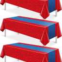 3Pcs Spider Web Themed Birthday Party Tablecloths Decorations,Red Blue Hero Plastic Table Cover Disposable Rectangle Table Cloth for Baby Shower Kids Boys Birthday Party Supplies,54x108 Inch
