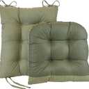 Klear Vu Omega Non-Slip Rocking Chair Cushion Set, Assembled in USA, Thick Padding & Tufted Design, Includes Seat Pad & Back Pillow with Ties, 17x17 Inches, 2-Piece Set, Twillo Thyme