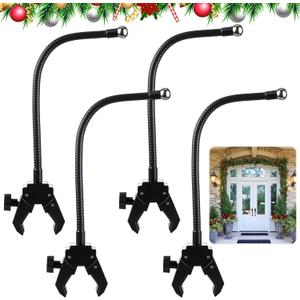 4 Pcs Christmas Garland Hanger for Front Door, 360-degree Adjustable Wreath Holder Suitable for Different Door with No Screws Stocking Holders Mantle Hooks for Christmas Decor (Clip)