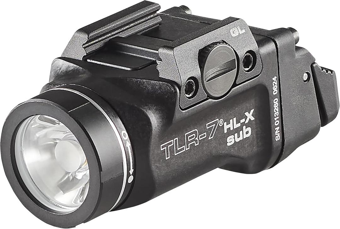 Streamlight 69503 TLR-7 HL-X sub USB 1000-Lumen 10000-Candela Rechargeable Rail-Mounted Weapon Light Exclusively for Glock 43X/48 MOS, 43X/48 Rail, Includes Switches and Key Kit, Black