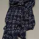 Womens Tweed Blazers Open Front Stand Collar Long Cardigan Elegant Casual Jacket Plaid Formal Work Suits Fall Outfits, S