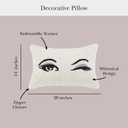 kate spade new york Wink Decorative Pillow, 14" x 20" Throw Pillow for Bed or Sofa, Textured Cotton and Polyester Blend Cover, White