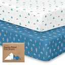 KeaBabies 2-Pack Organic Crib Sheets for Boys, Girls, Jersey Fitted Baby Crib Sheets Neutral, Cotton Breathable Crib Sheet, Cute Printed Crib Mattress Sheet, Baby Mattress Sheets (Space Quest)