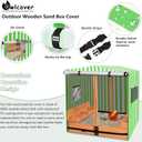 Wood Sandbox Cover,600D Heavy Duty Waterproof Anti-UV Sand Box Cover,for with Canopy and Foldable Bench Seats Sand Boxes.Green,Cover Only(48" W x 48" D x 48" H)