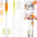 OUTXE 6 Pack Bottle Brush Cleaning Set, 5-in-1 Cup Cleaner Brush | with 3 Straw Brush, 14" Long Handle Bottle Brush& Replecement Sponge, Nipple Detail Brush for Stanley Owala Yeti Lid Gap