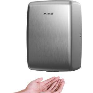 AIKE UL Approved Compact Jet Hand Dryer Hard-Wired Friendly, 1350W 120V Brushed Stainless Steel Model AK2803D