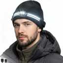 EGUKU Rechargeable Headlamp Beanie, 1200Lumens Bright Beanie with Light, 260Wide Beam Unisex Hat Headlamp 11 Lighting Modes, Hat with Red&Green Light 5oz Lightweight for Women Men (Carbon Black)