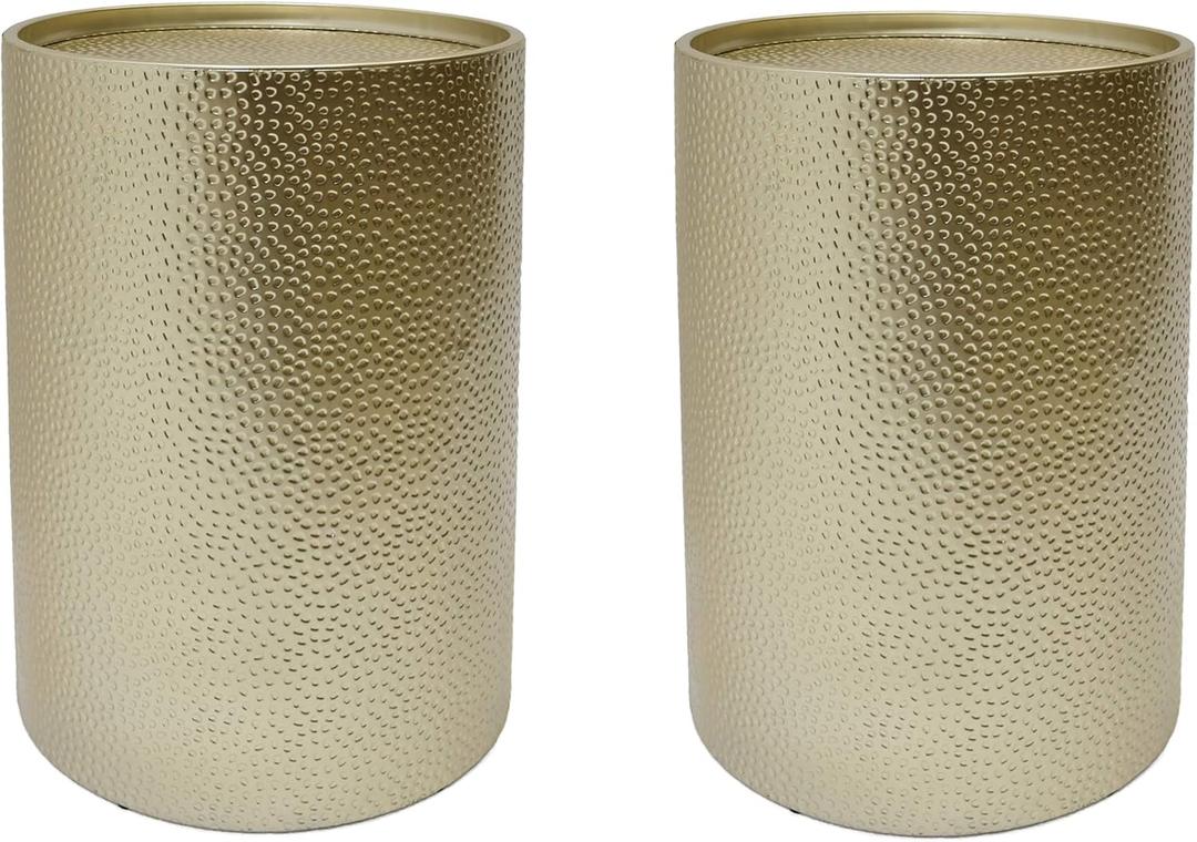 Christopher Knight Home Kaylee Modern Round Hammered Iron Accent Table (2 Pack) -Gold Christopher Knight Home Kaylee Modern Round Hammered Iron Accent Table (2 Pack) -Gold