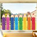 2 x 8 Sheets Back to School Window Clings Decorations Large Colorful Watercolor Pencil Window Clings Stickers Double-Sided First Day of School Classroom Decor for Classroom Home Wall Mirror Glass Decors