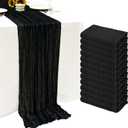 12Pack Black Table Runner 10Ft Cheesecloth Table Runner Boho Gauze Table Runners Long Cheese Cloth Table Runners for Wedding Party Bridal Shower Thanksgiving Christmas