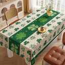 Tbsone St Patricks Day Disposable Rectangle Plastic Tablecloth - 3 Pack, Green Shamrock Theme Table Cloth, Irish Festival St. Patrick's Day Party Decorations Supplies (54 x 108 Inches)
