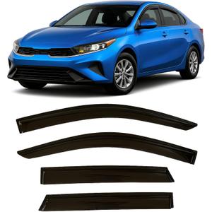 2019-2024 Tape-on Rain Guards for Kia Forte Side Window Deflector Visors EX FE GT LINE LXS Durable Tinted Vent Shade 2020 2021 2022 2023