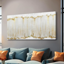 Home Decor White Abstract Wall Decor Large Framed Canvas Wall Art for Living Room Gold Painting White Wave Contemporary Art for Bedroom 29x58 Inch