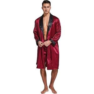 Tony & Candice Men's Satin Robe Lightweight Long Sleeve Silk Kimono Bathrobe with Shorts Set Sleepwear, Size: XL