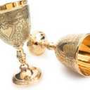 ALADEAN Vintage Chalice Medieval Goblet | 1x Solid Brass 6" Royal Wine Glass Cups 7oz - Renaissance Gifts Wedding Anniversary Novelty Ceremonial Drinkware Pack of 1pc (Roman Chalice)