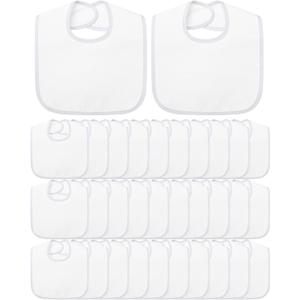 Foaincore 30 Pcs White Bibs for Baby Unisex Teething Bib 2 Ply Waterproof Absorbent Durable White Bibs Bulk for DIY Baby Shower Games Decorating Washable Reusable Newborn Toddler Feeding Drooling
