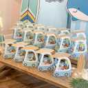 Novabright 24 Pcs The Big One Party Favors Boxes Goodie Bags 7.6x6.3inch Surf Summer Beach Party Bags Centerpiece for First/1st Birthday Decorations Blue Boho Baby Shower Supplies
