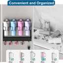Magnetic Cup Storage Organizer Holder for Stanley 30/40 oz Tumbler,Strong Magnetic Rack for Fridge (Black, 4CUPS)