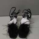 BCTEX COLL Women's Heeled Sandals Fluffy Feather Square Open Toe Ankle Strap Sexy Stiletto High Heels for Wedding Party Dance Evening (8.5, Black)