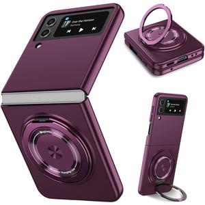 Compatible with Samsung Galaxy Z Flip 4 Case, Magnetic Hinge Protection Shockproof Matte PC with Non-Slip Grip Protective Cover for Samsung Galaxy Z Flip 4 5G (Purple)